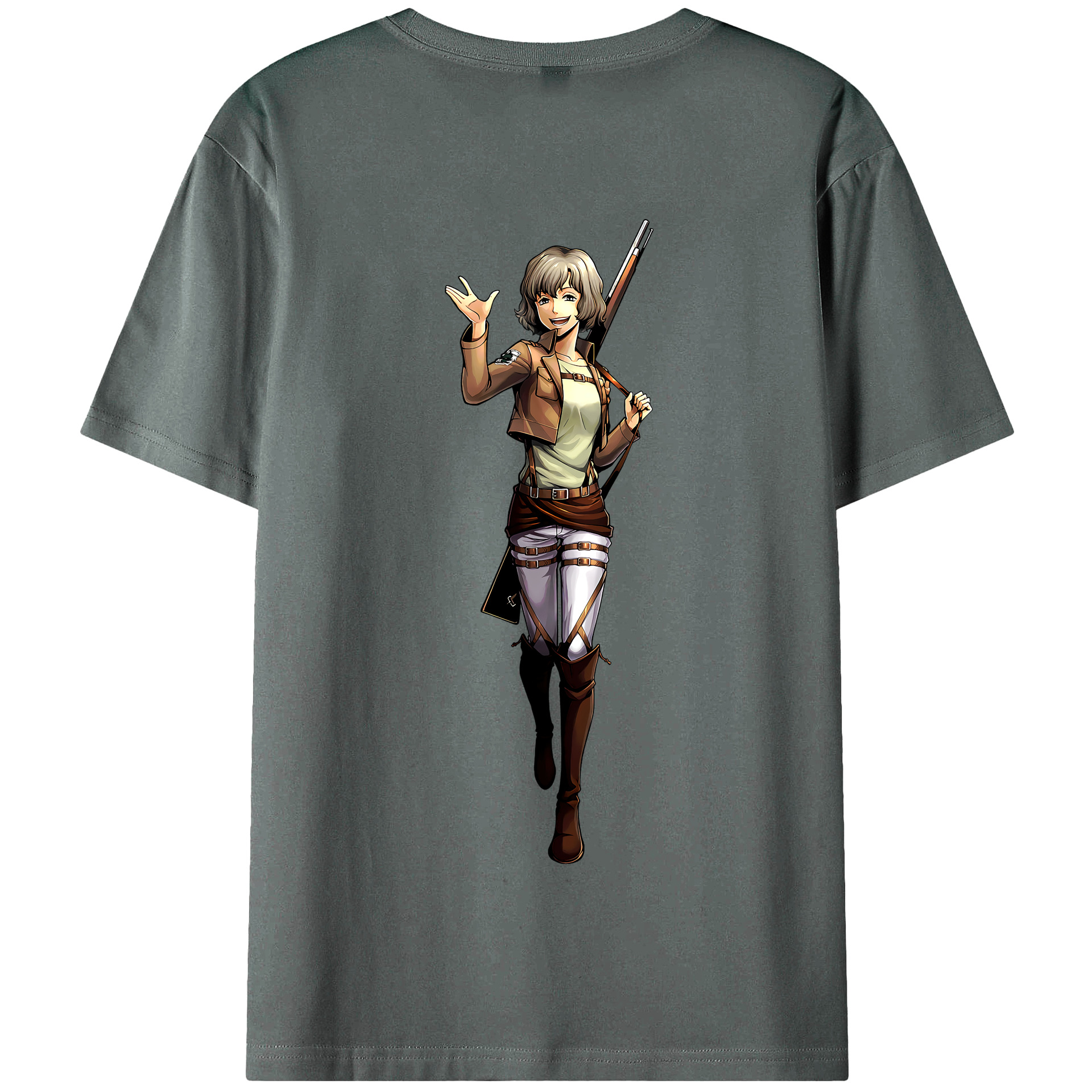 （画像用） 進撃の巨人 ヒツチ Attack on Titan Hitch 綿100％半袖Tシャツ（背面プリント）